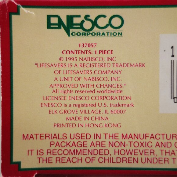 Vintage 1995 Enesco Treasury Lifesavers Ornament Starring Roll At Christmas - Picture 6 of 6